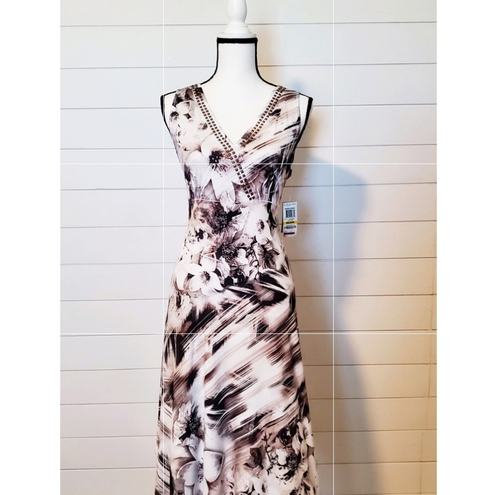 Style & Co. Flowy Brown & White Floral Dress